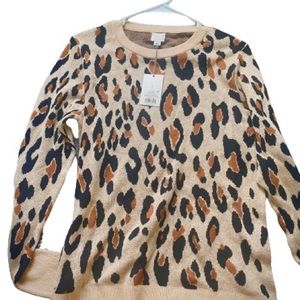 target sweater soft leopard print, casual comfy women’s size large | a new day